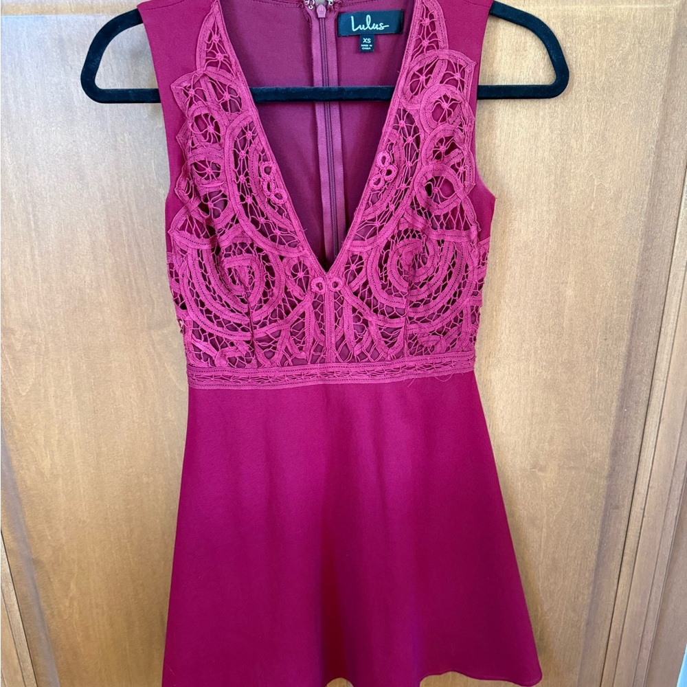 Lulu's Deep Red Lace Mini Dress